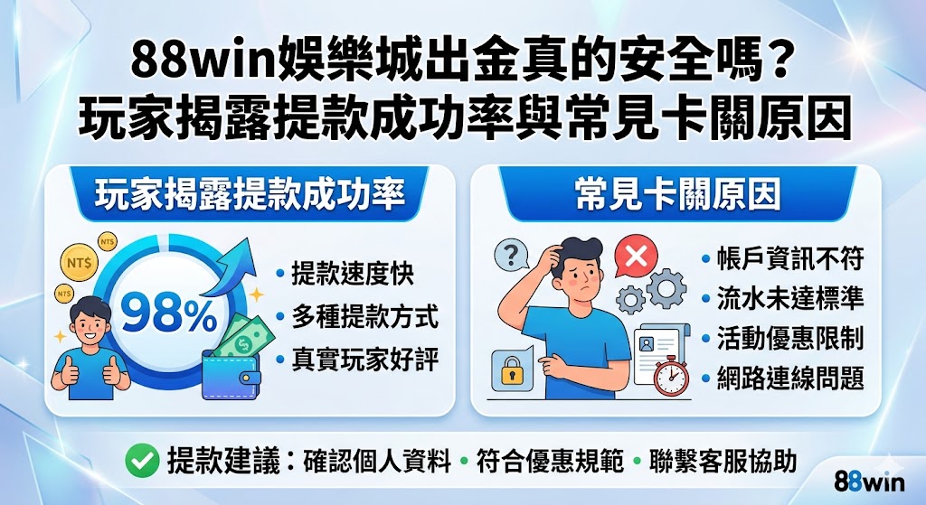 88win娛樂城出金真的安全嗎?玩家揭露提款成功率與常見卡關原因